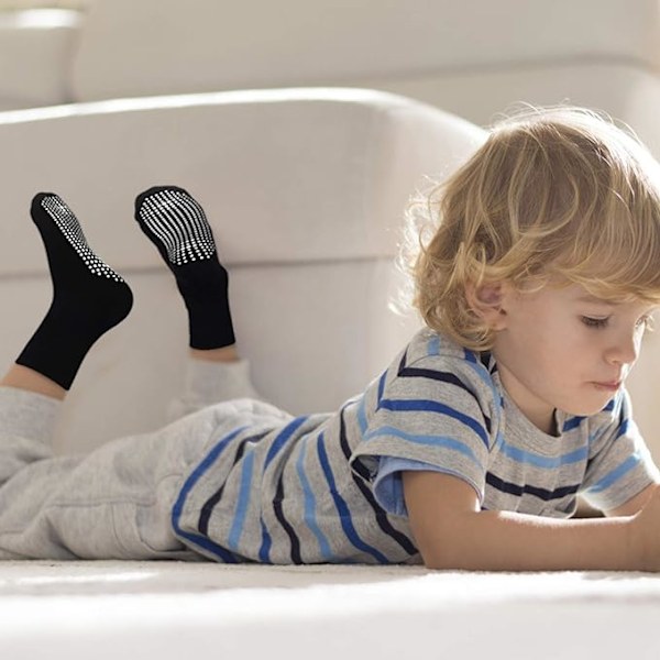 (Vit) 8 par - halkfria strumpor - barn baby - 3-5 år - halkfria strumpor - husstrumpor - greppstrumpor - ABS-strumpor - barn - för