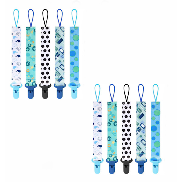 10-pack napphållare pojkar baby napphållare dragrep set nappkedja klämmor lämpliga för alla nyfödda tandspottning
