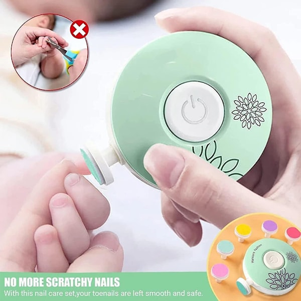 1 Set Vit Baby Nagelfil, 6-i-1 Elektrisk Nagelklippare Set För Nyfödda Baby Nagelsvård, För Nyfödda Barn Eller Vuxna