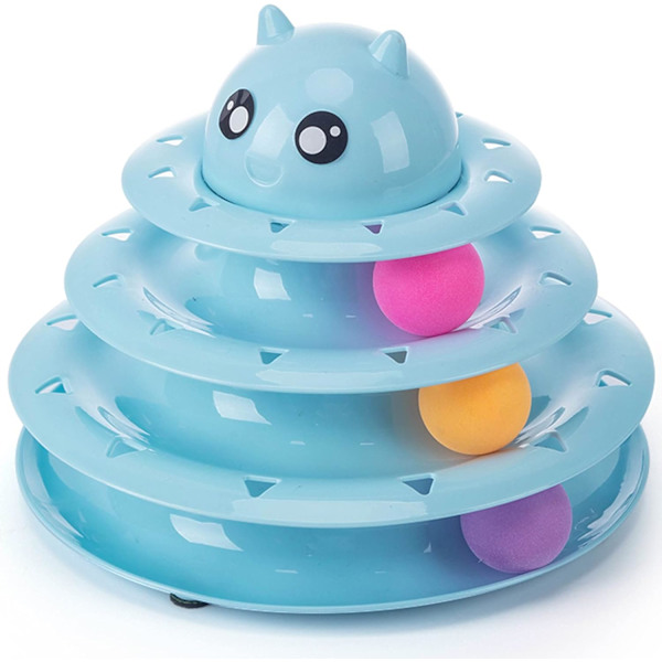 Grön Katt Leksak Interaktiv Rolig Rullande Tränare 3 Nivåer Torn Boll Leksak Kattunge Rolig Katt Leksak med Färg