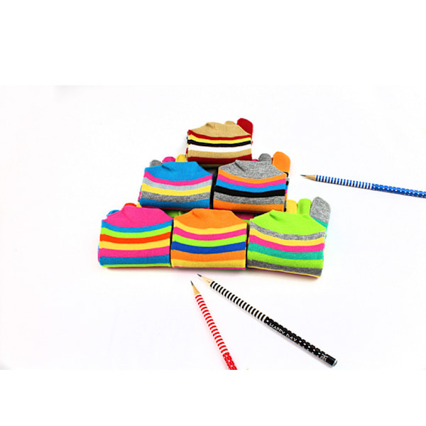 4 par Full Finger Toe Socks Bomullssockor Toe Separated Socks Rainbow Stripe Socks för kvinnor flickor