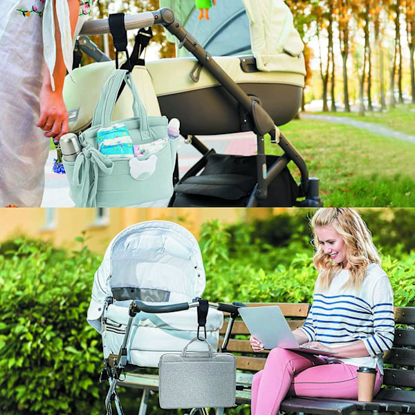 (Svart) Barnvagnskrokar - Krokar för väskor - Buggykrokar - Shoppingkrok - Set om 4 - Extra robusta - Buggykrokar - Barnvagnskrokar