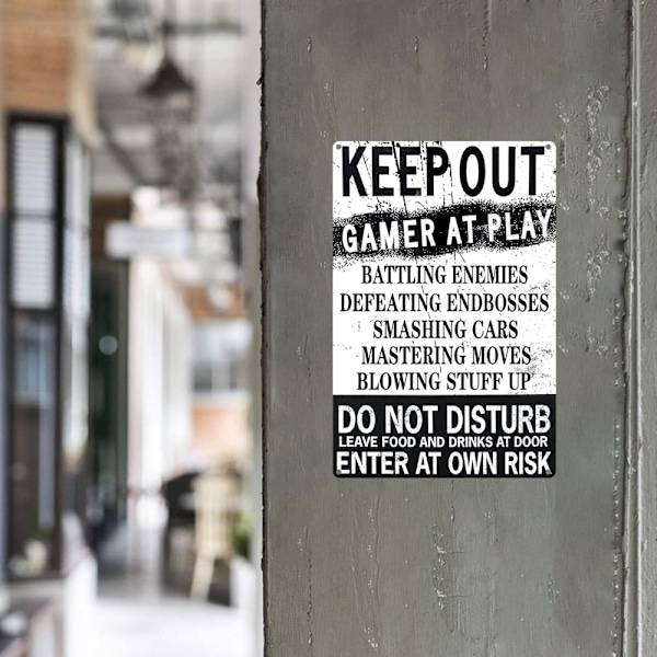 Rolig Gamer Dekor 'Håll Ut Endast Spelare' Plåtskyltar 20*30cm, Spelskyltar för Pojkrum
