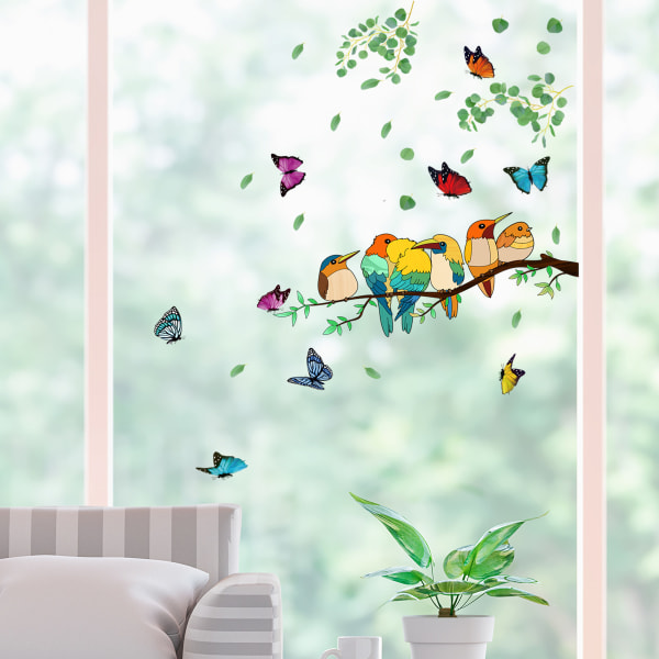 YY, Window Sticker Gren Peach Blossom Butterfly Window Stick