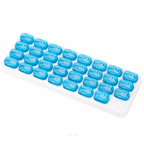Pill Box 31 Days, Portable Medicine Pill Box med lock, Månatlig Tr