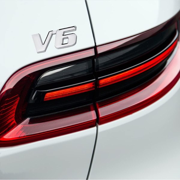 3D Metall V6 Bilstickers (5,7*2,6cm) Emblem Badge Dekal