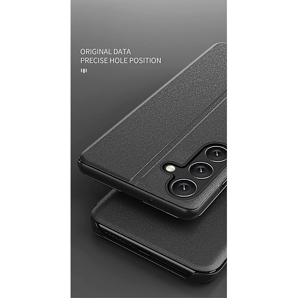(svart) Telefonfodral för Huawei P30 Lite, Huawei P30 Lite Skal Bokformat Klar Vy Fönster Flip Stötsäker PC Skal PU Läder Flip