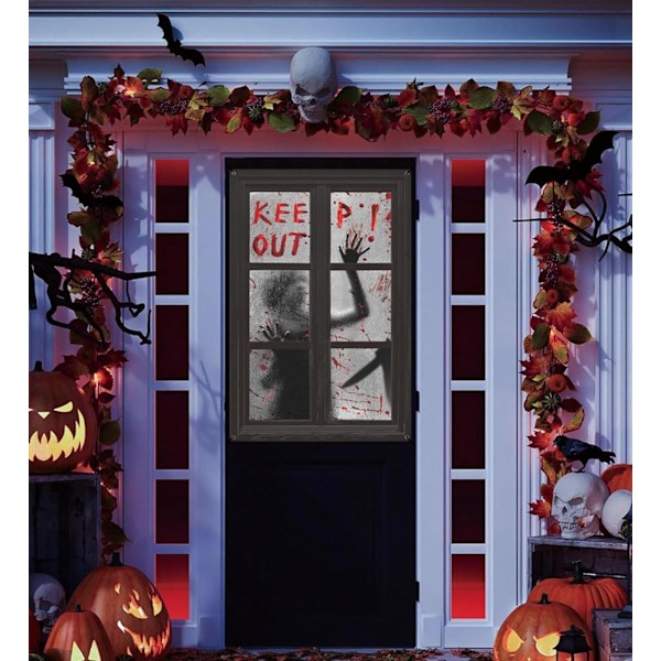 Halloween Spöklikt \"Håll Er Borta\" Fönsterdekoration Halloween Skräck Spöke Gardin Dörr Fönsteröverdrag Festdekoration