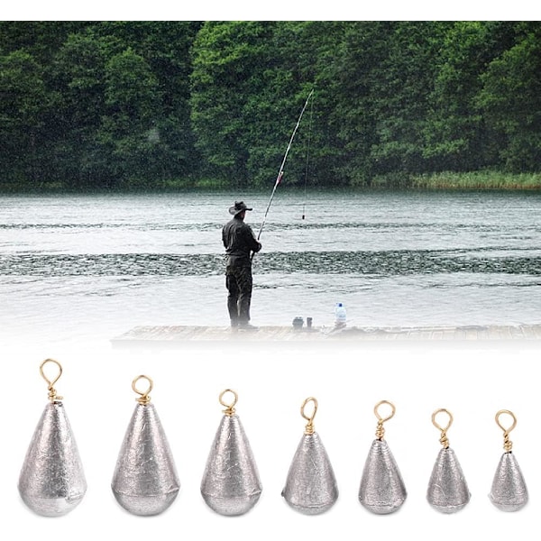 21 st fiskesänken i järn, vikter för fiskekast, set med tårdropformade sänken, fisketillbehör