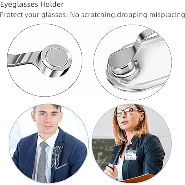 3 st Svarta Magnetiska Glasögonhållare Magnetisk Ögonbrynnsnål Solglasögonhållare Brosch Broche Magnetisk Glasögonklämma ID-Märke