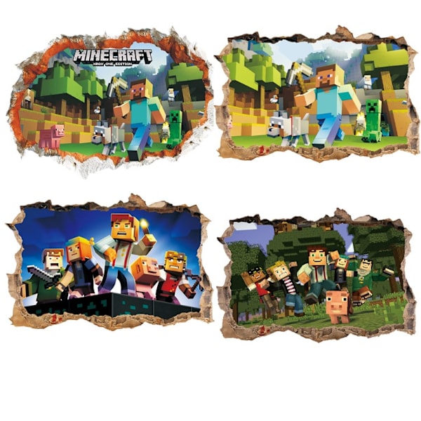 (Set om 4) Creeper Inside Väggdekal, Minecraft spring iväg