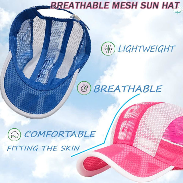 (blå) 4-10 år Barn Baseballkeps Mesh Färgblockerad Sommar Solhatt Snabbtorkande Andningsbar Visir Hattar Lättviktig Anti-UV Golfhatt