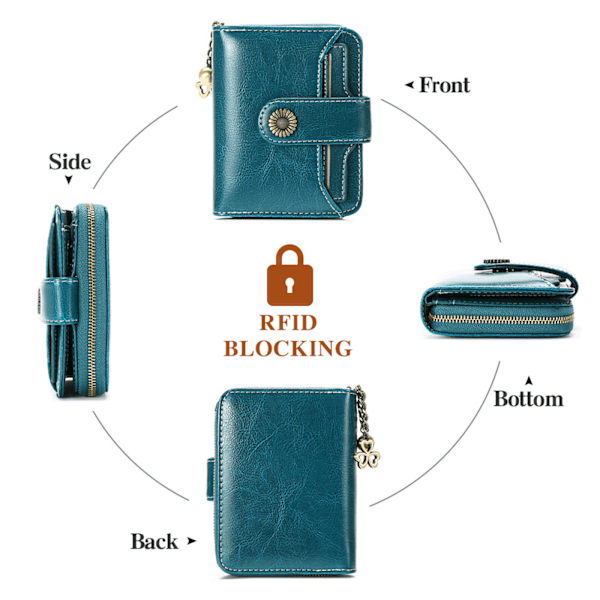 (Lila) Dam plånbok Läder Lyxig flik Herr plånbok äkta läder -RFID blockering- brun - läder plånbok med myntfack