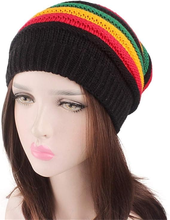 Mössa vintermössa - klassisk stickad mössa - Rasta mössa - Stickad mössa - Mössa - Vintermössa - Jamaicansk rastamössa - Regge - Hårtillbehör
