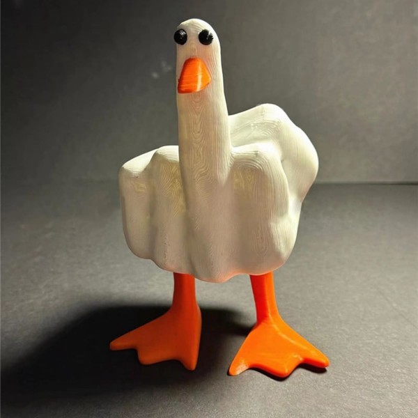 Rolig långfinger-andstaty - "Duck You"-skulptur, lekfull R