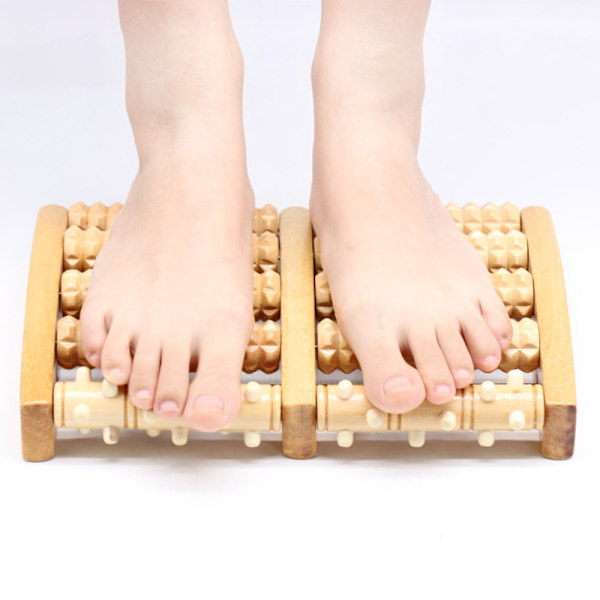 Trämassagerulle för fötter - Fotmassagerulle - Dubbel fotmassagerulle - Avslappning - Fotmassagerulle lindrar plantar fasciit -