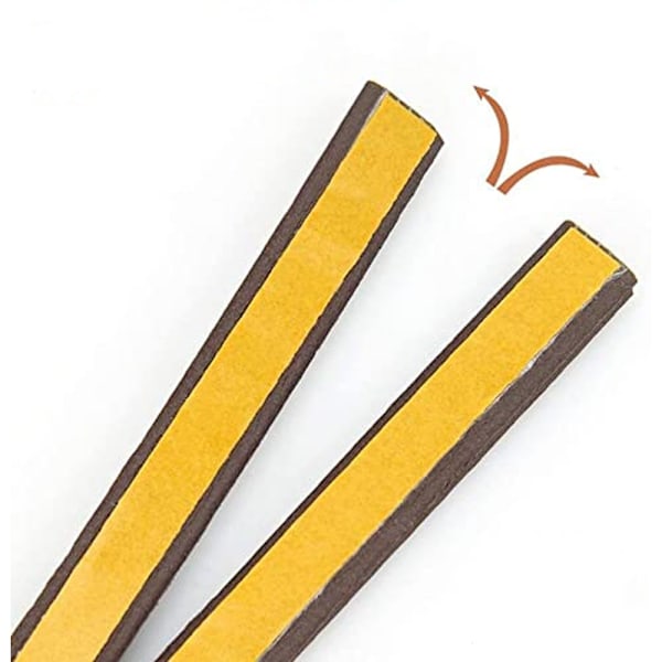 Dörr/Fönster Tätningstejp för Kant (Brun, 9mm*6mm*6m), Självhäftande, Ljudisolerande & Väderbeständig List, D-Form