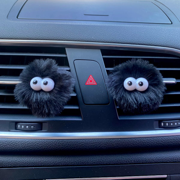 2-pack svarta pälsboll-bilaromaterapi-klämmor