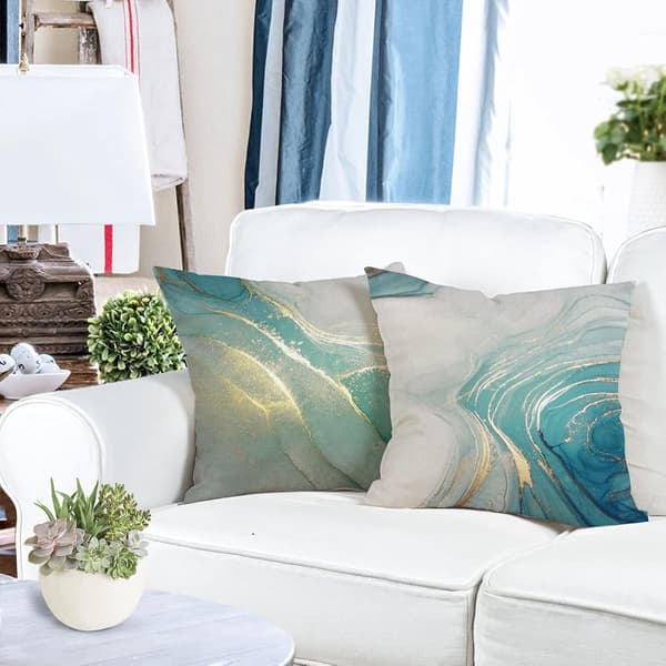 Grönt bläckmönster kuddfodral 45 x 45 cm 4-pack soffa kuddfodral för soffa vardagsrum sovrum