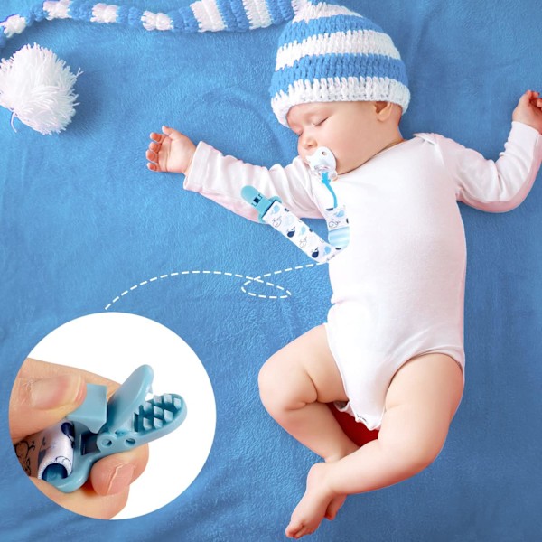 10-pack napphållare pojkar baby napphållare dragrep set nappkedja klämmor lämpliga för alla nyfödda tandspottning