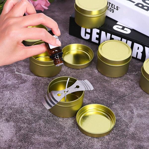 Metalliska ljustillverkningsbehållare - Tomma ljusburkar - med lock - 12-pack - 2 oz - Minilagringsburkar - DIY-ljustillverkning - För A