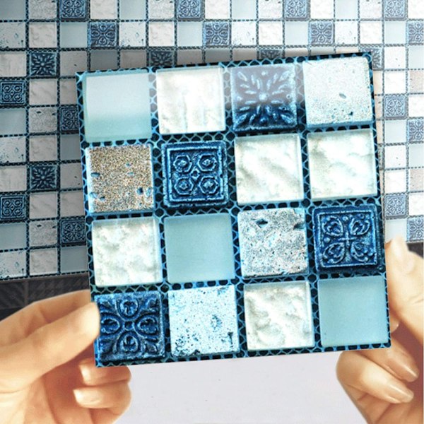20 st 10*10cm Mosaik Väggplattor Dekaler, DIY Självhäftande Vattentät Klibbig Tapet