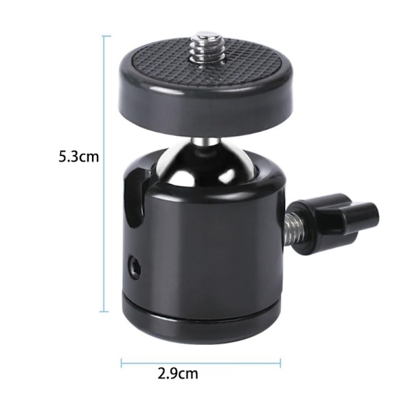 1/4\" Skruvfäste Mini Kulhuvud för DSLR-kamera Videokamera 360 Graders Ljusfäste Svängbar, 1-pack