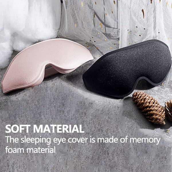 2 st 3D Komfort Ultra Mjuk Ögonmask för Sömn (Svart + Rosa), Kvinnor Män Hem Sömn Ögonöverdrag för Resa/Siesta