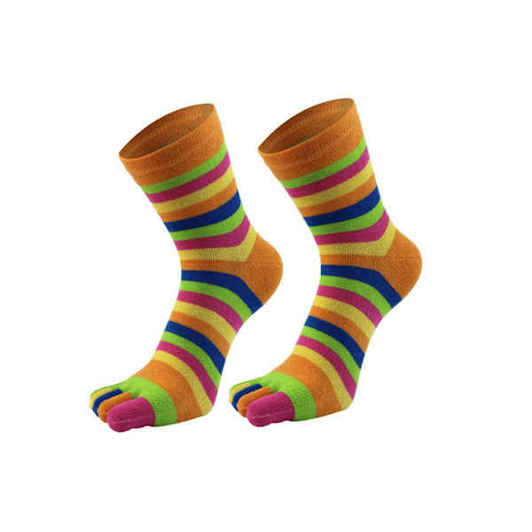 4 par Full Finger Toe Socks Bomullssockor Toe Separated Socks Rainbow Stripe Socks för kvinnor flickor