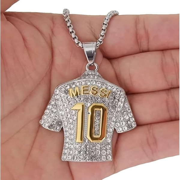 Messi nr 10 tröja halsband, herr tröja halsband - silverfärgad