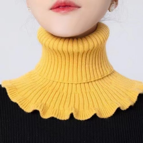 (gul) kvinnors hög krage stickad falsk krage vinter färgglad halsduk