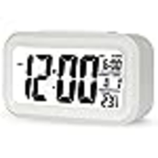 Vit digital väckarklocka med LED-display