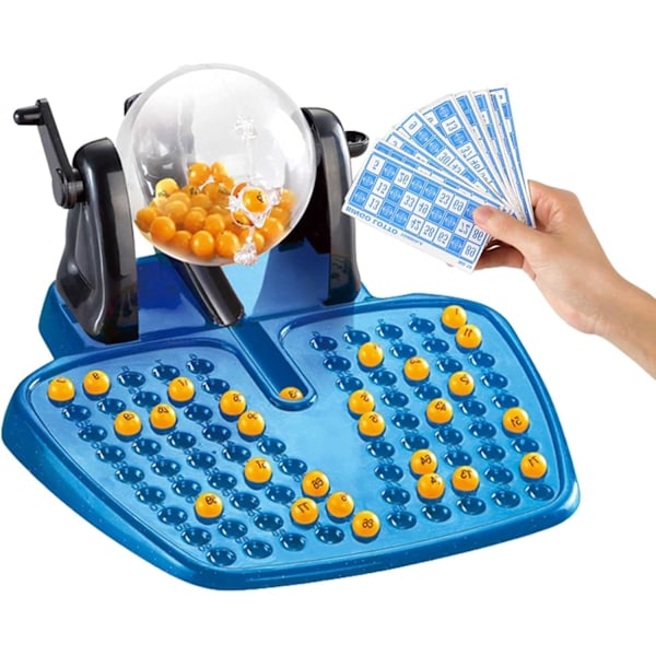 Deluxe Bingo-spel för vuxna - Bingoset inkluderar bingobur, bräde, blandade kort, färgglada marker, perfekt för stora grupper, fester