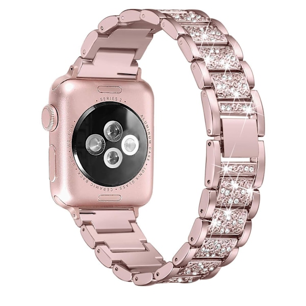 (Bling rosa) Kompatibel med Apple Watch armband 42/44/45/49mm, Kvinnors glittrande bling-kristall armband i rostfritt stål, ersättningsarmband
