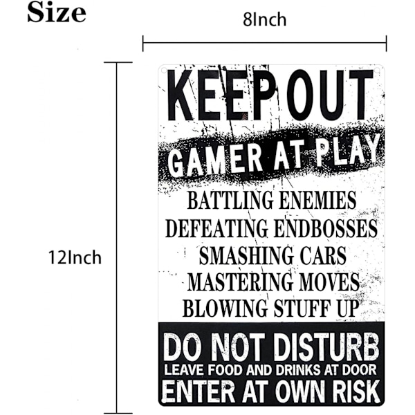Rolig Gamer Dekor 'Håll Ut Endast Spelare' Plåtskyltar 20*30cm, Spelskyltar för Pojkrum