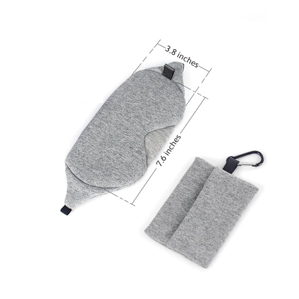 Bomullsögonmask för sömn (grå), Mjuk och bekväm ögonmask för natt för män och kvinnor, inkluderar resefodral