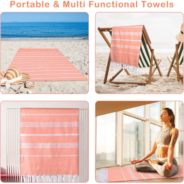Orange strandhandduk, strandfilt 180x90cm, sandavvisande snabbtorkande handduk lämplig för bad, dusch