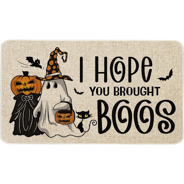 Halloween \"Jag hoppas du tog med dig bus\" Dörrmatta (50*80cm), Halksäker Halloween Dekor Gummimatta