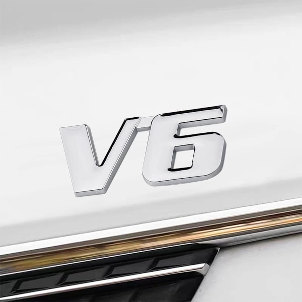 3D Metall V6 Bilstickers (5,7*2,6cm) Emblem Badge Dekal