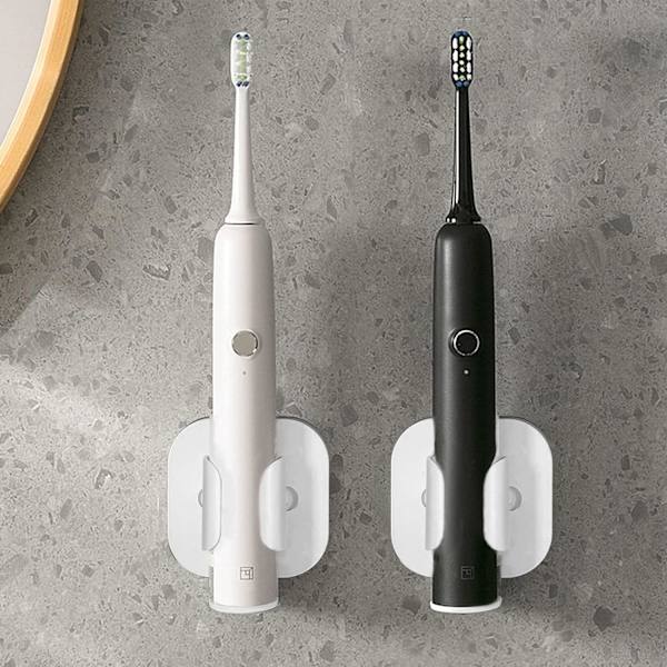 Tandborsthållare - Elektrisk tandborsthållare - 2 stycken - Hängande - För Oral B - Universell - Väggmonterad - Svart