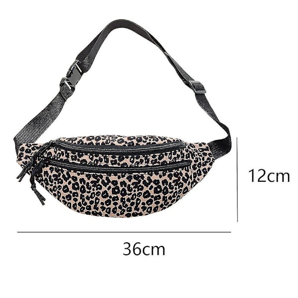 Animal Leopard midjeväska för kvinnor, justerbar rem för resor, fest, vandring, sport - Khaki