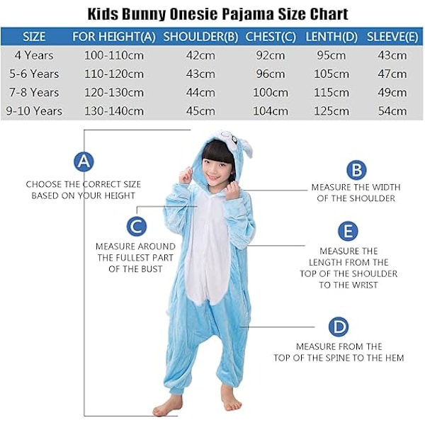 Syksy- ja talvi-flanelipuku miehille ja naisille, tähti-kani Koni-kani piirretty yhden osan pyjamapari kotikäyttöön BLUE 140cm