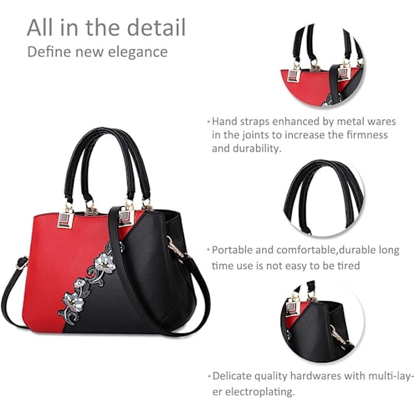 Håndvesker fasjonable kvinnevesker for damer blomstermønster crossbody vesker skjøting farge skuldervesker Red