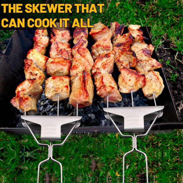 3-veis Grillspyd, BBQ Tilbehør 3-tann BBQ Grillspyd Rustfritt Stål Grillspyd Kebab Pinner