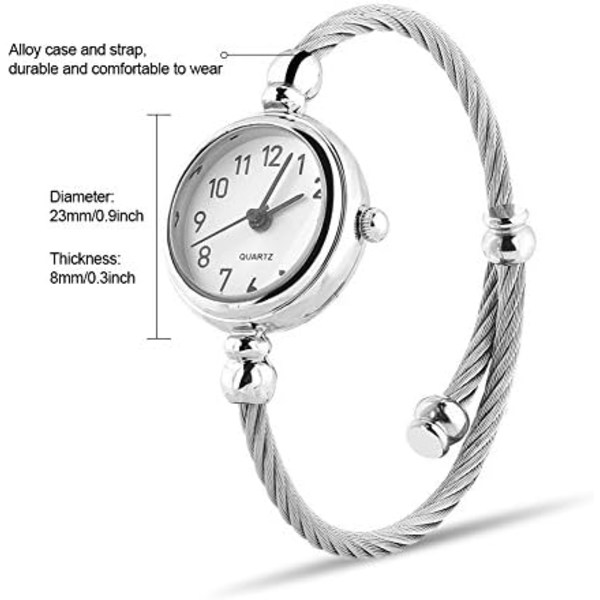 Kvinder Kvarts Ure, Dame Analog Rund Alloy Rem Åben Armbånd Ur 3