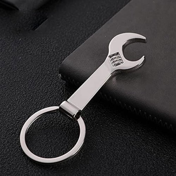 Flasköppnare Nyckelring Metall Mini Skiftnyckel Hänge Öppnare Dryck Soda Öl Bartender Flasköppnare Nyckelring Jul Födelsedagspresent,Silver