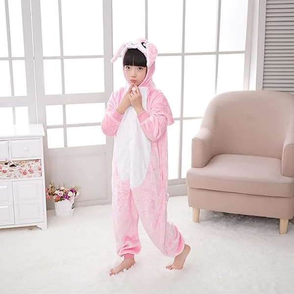 Syksy- ja talvi-flanelipuku miehille ja naisille, tähti-kani Koni-kani piirretty yhden osan pyjamapari kotikäyttöön Pink 130cm