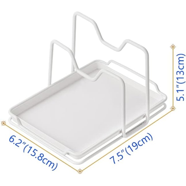 Pottelokkholder, 2 lag Pottelokk Organizer Multifunksjonell lokk og skje Stativ med dryppbrett for pottelokk, spatler, skjeer, skjærebrett, hvit