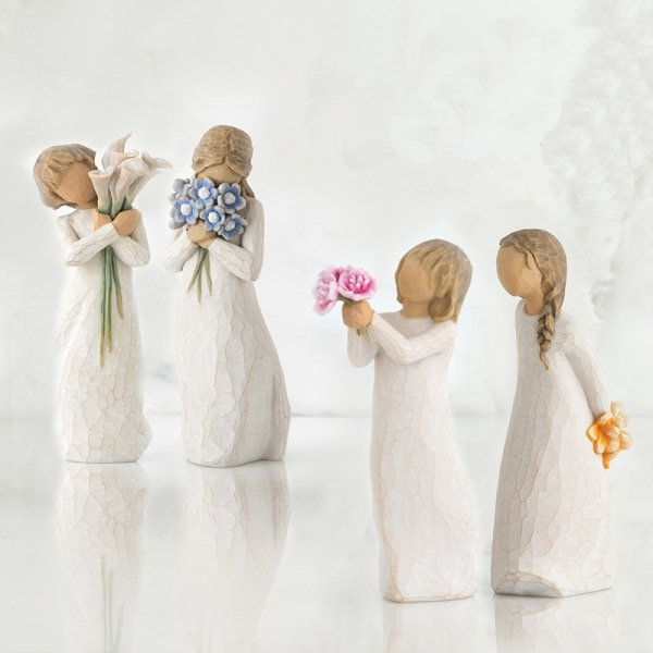 Krama hund och blomma Alla hjärtans dag Mors dag present Harts figur i harts - A