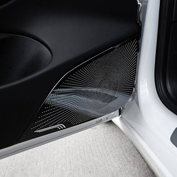 2 stk. Bilstylings Horn Hætte Højttalergitter Mesh Indkapsling Dæk Lyd Dekorativ Ramme Til Tesla Model 3 2021 Hætte Højttaler Dæk A Pillar